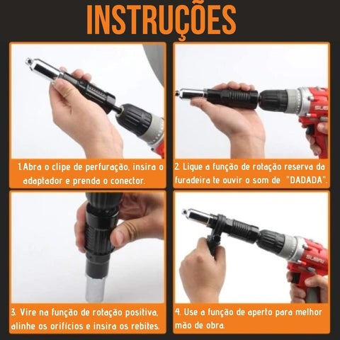 Adaptador de broca elétrica Rebitadeira