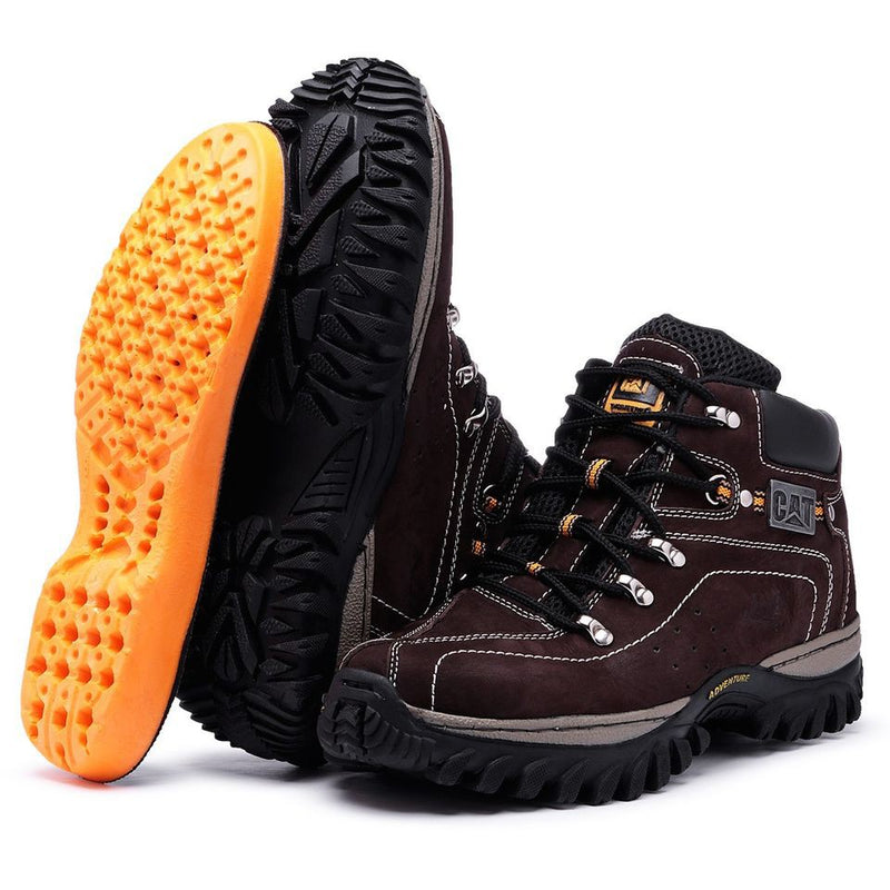 Bota Adventure CAT em Couro Legítimo Com Palmilha Gel